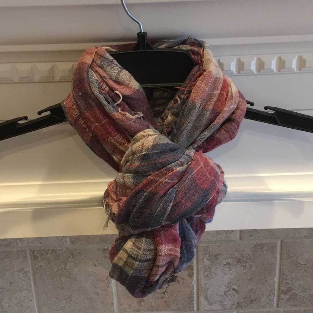 Red and blue plaid scarf